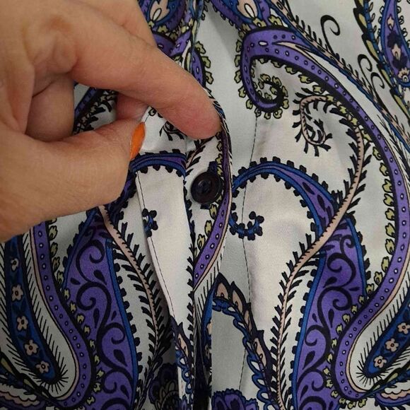 Chico's Paisley Button Front Blouse Purple Blue Chico's 0 or US 4/6 - Picture 5 of 6